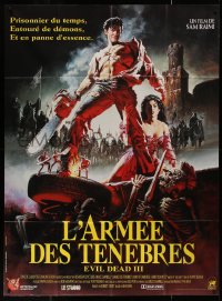 5w0892 ARMY OF DARKNESS French 1p 1993 Sam Raimi, Hussar art of Bruce Campbell w/ chainsaw hand!