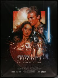 5w0897 ATTACK OF THE CLONES French 1p 2002 Star Wars Episode II, great montage art by Drew Struzan!