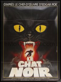 5w0929 BLACK CAT French 1p 1983 Lucio Fulci's Il Gatto Nero, cool Landi feline horror art, rare!