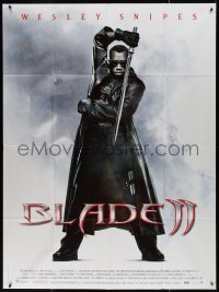 5w0932 BLADE II French 1p 2002 great image of vampire Wesley Snipes in leather coat with sword!