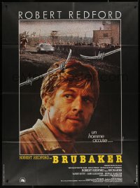 5w0954 BRUBAKER French 1p 1981 different image of warden Robert Redford in Wakefield prison!