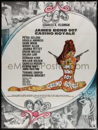 5w0974 CASINO ROYALE French 1p 1967 Bond spy spoof, sexy psychedelic Kerfyser art + photo montage!