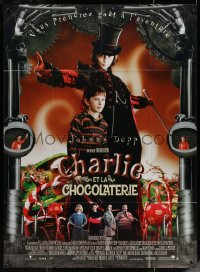 5w0978 CHARLIE & THE CHOCOLATE FACTORY French 1p 2005 Tim Burton, Johnny Depp as Willy Wonka!