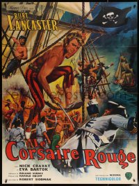 5w1009 CRIMSON PIRATE French 1p R1960s different art of barechested Burt Lancaster by Jean Mascii!