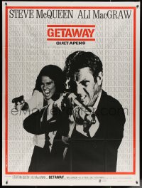 5w1092 GETAWAY French 1p 1973 cool image of Steve McQueen & Ali McGraw with guns, Sam Peckinpah!