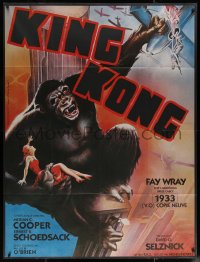 5w1175 KING KONG French 1p R1980s art of ape with Fay Wray on Empire State like 1938 re-release!