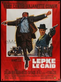 5w1192 LEPKE French 1p 1975 great art of Tony Curtis as infamous Murder Inc gangster with gun!