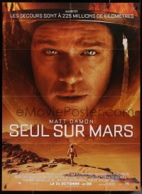 5w1222 MARTIAN advance French 1p 2015 cool close up of astronaut Matt Damon on the red planet!