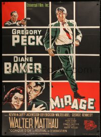 5w1236 MIRAGE French 1p 1965 different Guy Gerard Noel art of amnesiac Gregory Peck & Diane Baker!