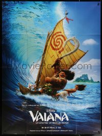 5w1239 MOANA French 1p 2016 Disney, Polynesian mythology, great image of Maui & Moana windsurfing!