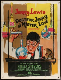 5w1272 NUTTY PROFESSOR French 1p 1963 wacky artwork of Jerry Lewis working in his laboratory!