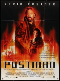 5w1305 POSTMAN French 1p 1998 different post-apocalyptic image of Kevin Costner & Olivia Williams!!