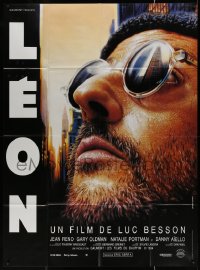 5w1190 LEON French 1p 1994 Luc Besson's The Professional, super close up Lufroy art of Jean Reno!