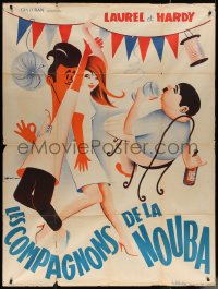 5w1359 SONS OF THE DESERT French 1p R1950s Bohle art of Laurel & Hardy drinking & dancing!