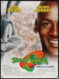 5w1360 SPACE JAM French 1p 1997 great close image of Michael Jordan & Bugs Bunny, basketball!
