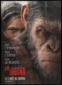5w1429 WAR FOR THE PLANET OF THE APES teaser French 1p 2017 super close up of angry Caesar!