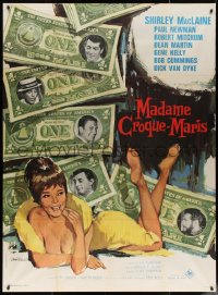 5w1433 WHAT A WAY TO GO French 1p 1964 Tealdi art of sexy Shirley MacLaine, Newman, Mitchum & Martin