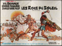 5w0853 KINGS OF THE SUN French 4p 1964 art of Yul Brynner fighting George Chakiris, very rare!