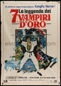 5w0149 7 BROTHERS MEET DRACULA Italian 1p 1975 kung fu horror art by Vic Fair & Arnaldo Putzu!