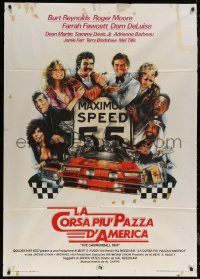 5w0673 CANNONBALL RUN Italian 1p 1981 Burt Reynolds, Farrah Fawcett, Drew Struzan car racing art!