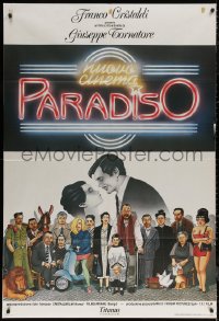 5w0676 CINEMA PARADISO Italian 1p 1989 Cecchini art of Philippe Noiret & cast, continuous release!