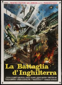5w0686 EAGLES OVER LONDON Italian 1p R1970s Van Johnson, really cool artwork of WWII aerial battle!