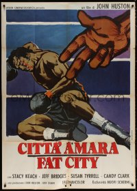 5w0184 FAT CITY Italian 1p 1973 John Huston, wonderful completely different boxing art by Symeoni!