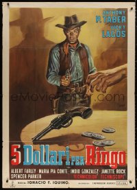 5w0188 FIVE DOLLARS FOR RINGO Italian 1p 1966 spaghetti western art by Mario de Berardinis, rare!