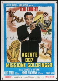 5w0700 GOLDFINGER Italian 1p R1970s art of Sean Connery as James Bond + sexy golden Shirley Eaton!