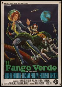 5w0193 GREEN SLIME Italian 1p 1969 classic cheesy sci-fi, Stefano art of sexy astronaut & monster!