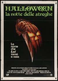 5w0195 HALLOWEEN Italian 1p 1979 John Carpenter classic, great Bob Gleason jack-o-lantern art!