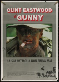 5w0705 HEARTBREAK RIDGE Italian 1p 1987 best close up of Clint Eastwood in full camoflauge, Gunny!