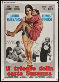 5w0199 HOUSE OF PLEASURE Italian 1p 1969 Aller art of sexy Edwige Fenech carrying Buzzanca, rare!