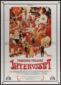 5w0712 INTERVISTA Italian 1p 1987 Federico Fellini, wonderful montage art by Milo Houston!