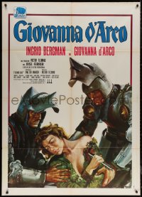5w0716 JOAN OF ARC Italian 1p R1970s different art of Bergman in full armor by Crovato!