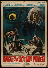 5w0207 JOURNEY TO THE SEVENTH PLANET Italian 1p 1962 different Symeoni art of men & aliens, rare!