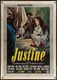 5w0717 JUSTINE Italian 1p 1969 directed by Jess Franco, different art by Renato Casaro!