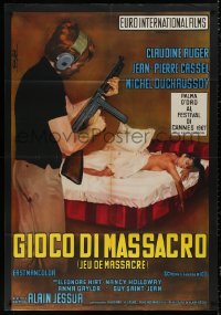 5w0719 KILLING GAME Italian 1p 1968 Nistri art of guy w/ machine gun over naked woman in bed!