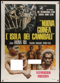 5w0222 NUOVA GUINEA L'ISOLA DEI CANNIBALI Italian 1p 1974 mondo documentary with nude natives!