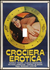 5w0747 ONDEES BRULANTES Italian 1p 1980 Luca art of sexy naked brunette seen through porthole, rare!