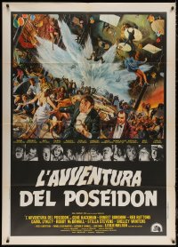 5w0755 POSEIDON ADVENTURE Italian 1p 1973 art of Gene Hackman & cast escaping by Mort Kunstler!