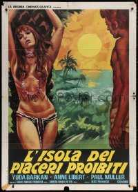 5w0762 ROBINSON & HIS TEMPESTUOUS SLAVE Italian 1p 1973 Jess Franco, sexy Iaia island art, rare!