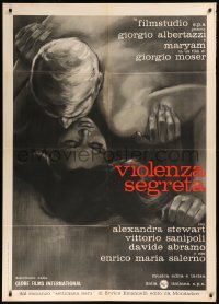5w0763 SECRET VIOLENCE Italian 1p 1963 art of naked lovers in black & white, very rare!