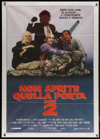 5w0238 TEXAS CHAINSAW MASSACRE PART 2 Italian 1p 1986 Tobe Hooper horror sequel, family portrait!
