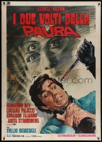 5w0241 TWO FACES OF TERROR Italian 1p 1972 Renato Casaro horror art of man about to be stabbed!