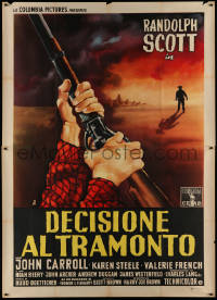 5w0254 DECISION AT SUNDOWN Italian 2p 1959 Budd Boetticher, different Bat art of rifle, ultra rare!