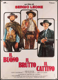 5w0813 GOOD, THE BAD & THE UGLY Italian 2p R1970s Casaro art of Eastwood, Van Cleef & Wallach, Leone!