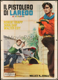 5w0258 GUNMEN FROM LAREDO Italian 2p 1961 Enzo Nistri art of cowboys in gunfight on street, rare!