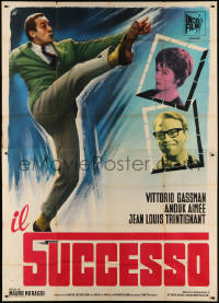 5w0262 IL SUCCESSO Italian 2p 1963 Fiorenzi art of Vittorio Gassman, Anouk Aimee & Trintignant!