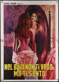 5w0821 LIBIDO: THE URGE TO LOVE Italian 2p 1972 art of sexy Sandra Julien naked by mirror, rare!